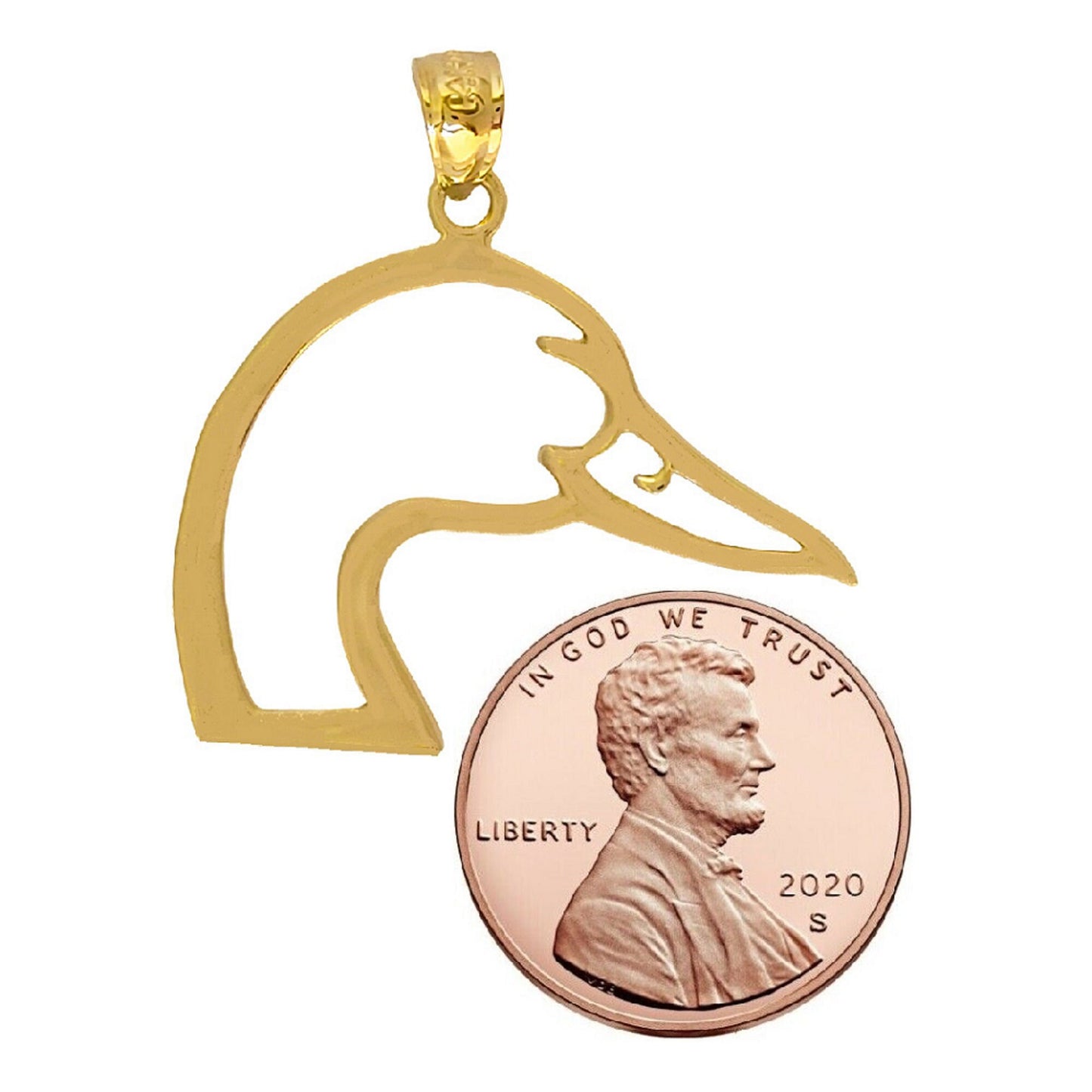 14K Yellow Gold Duck Head Pendant