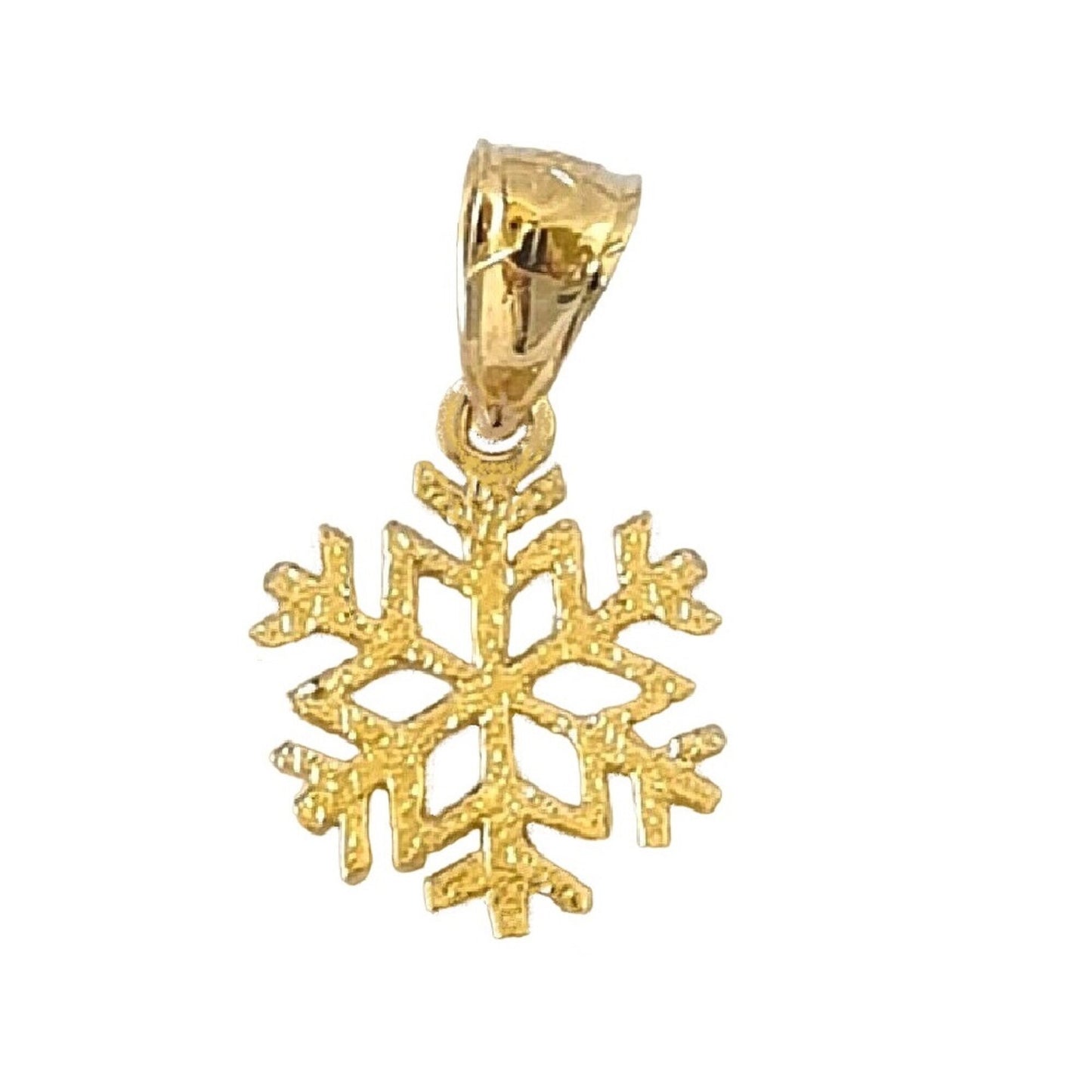 14K Yellow Gold Small SNOWFLAKE Charm Pendant
