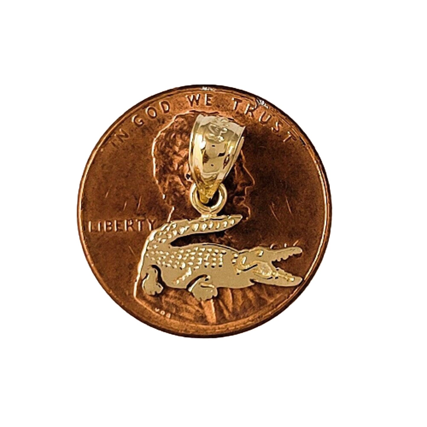 Small 14K Yellow Gold Alligator Crocodile Pendant Charm