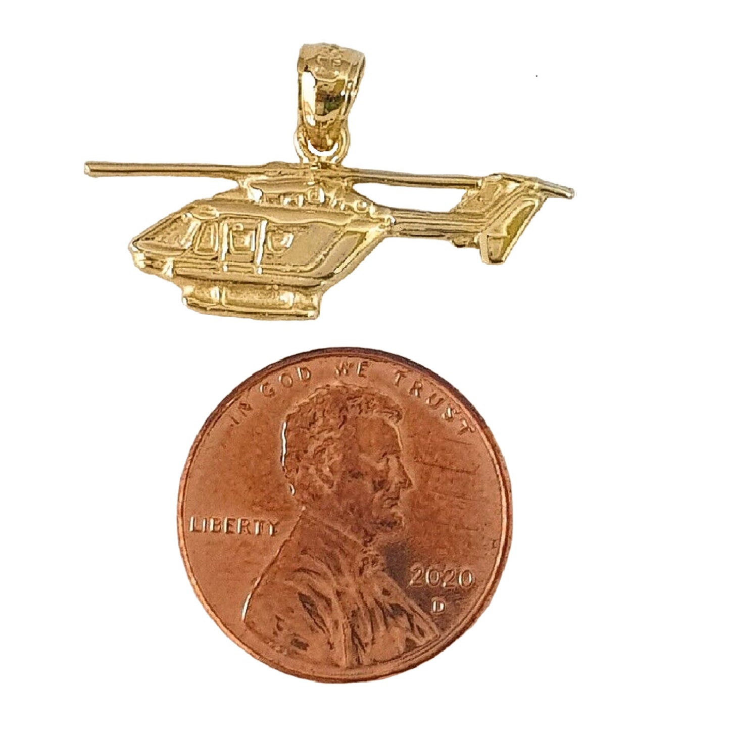 14K Yellow Gold HELICOPTER Pendant