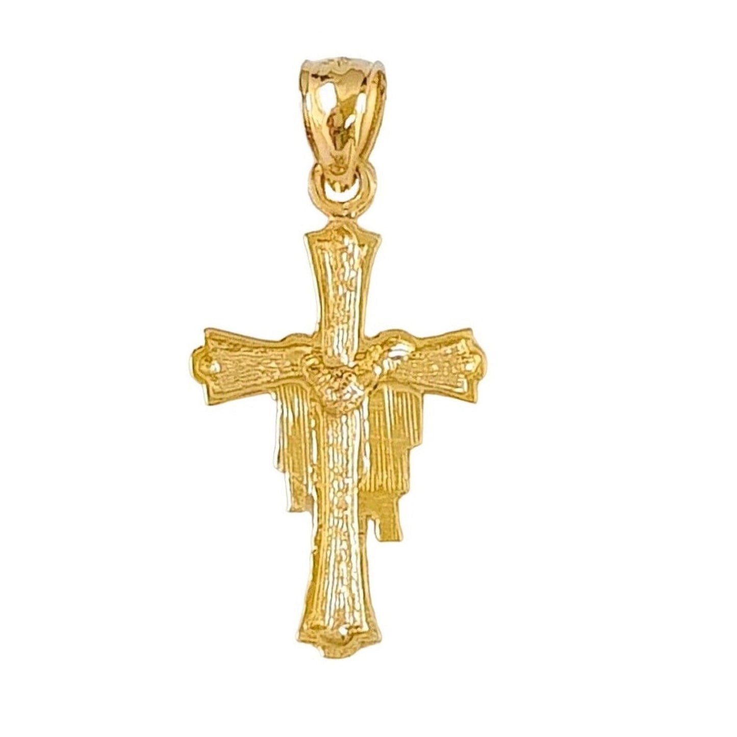 14K Yellow Gold Cross with Shroud Pendant