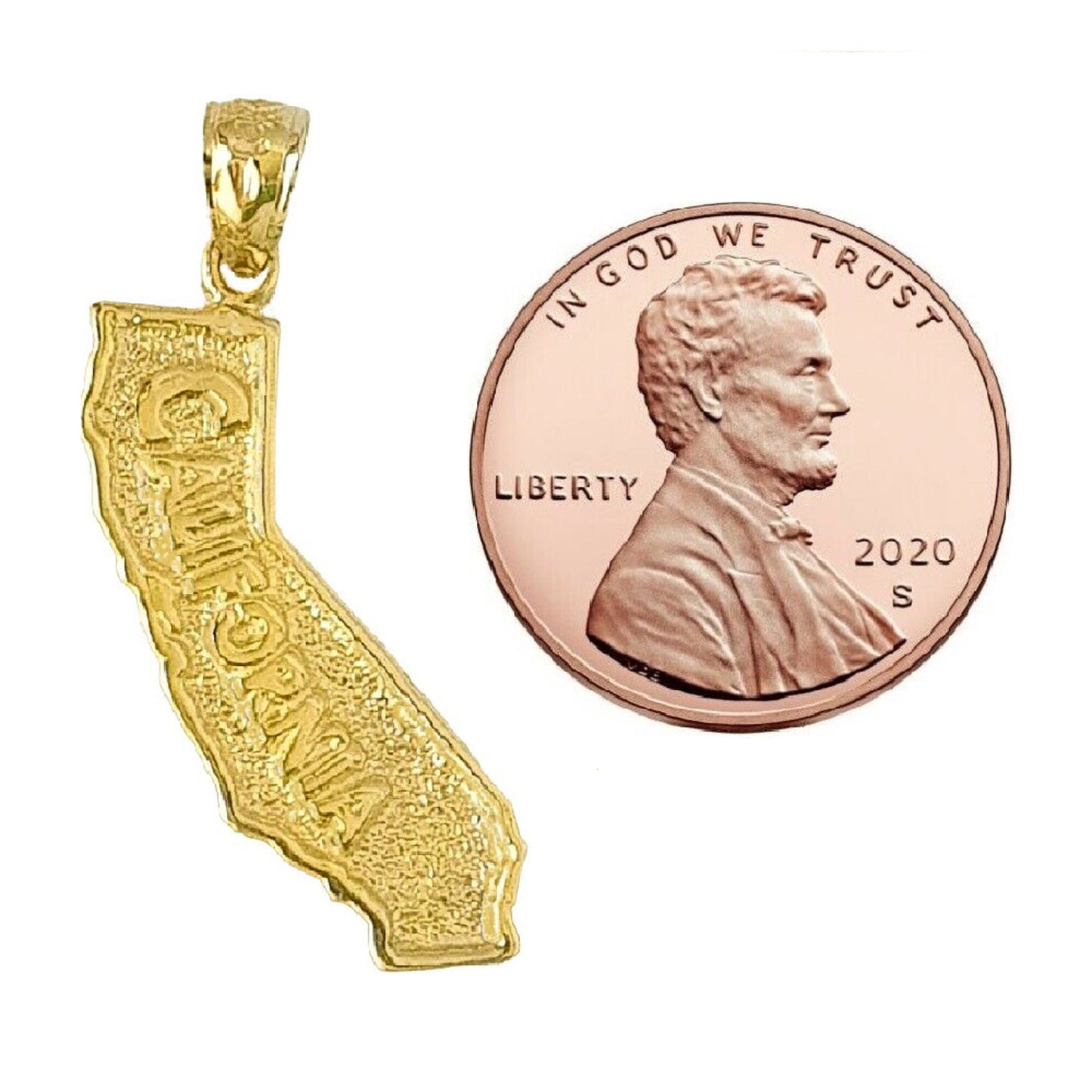 14K Yellow Gold California State Map Pendant