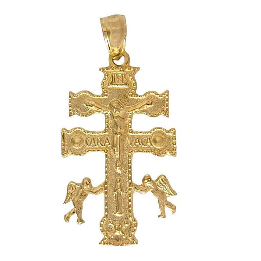 14K Yellow Gold Caravaca Cross Pendant