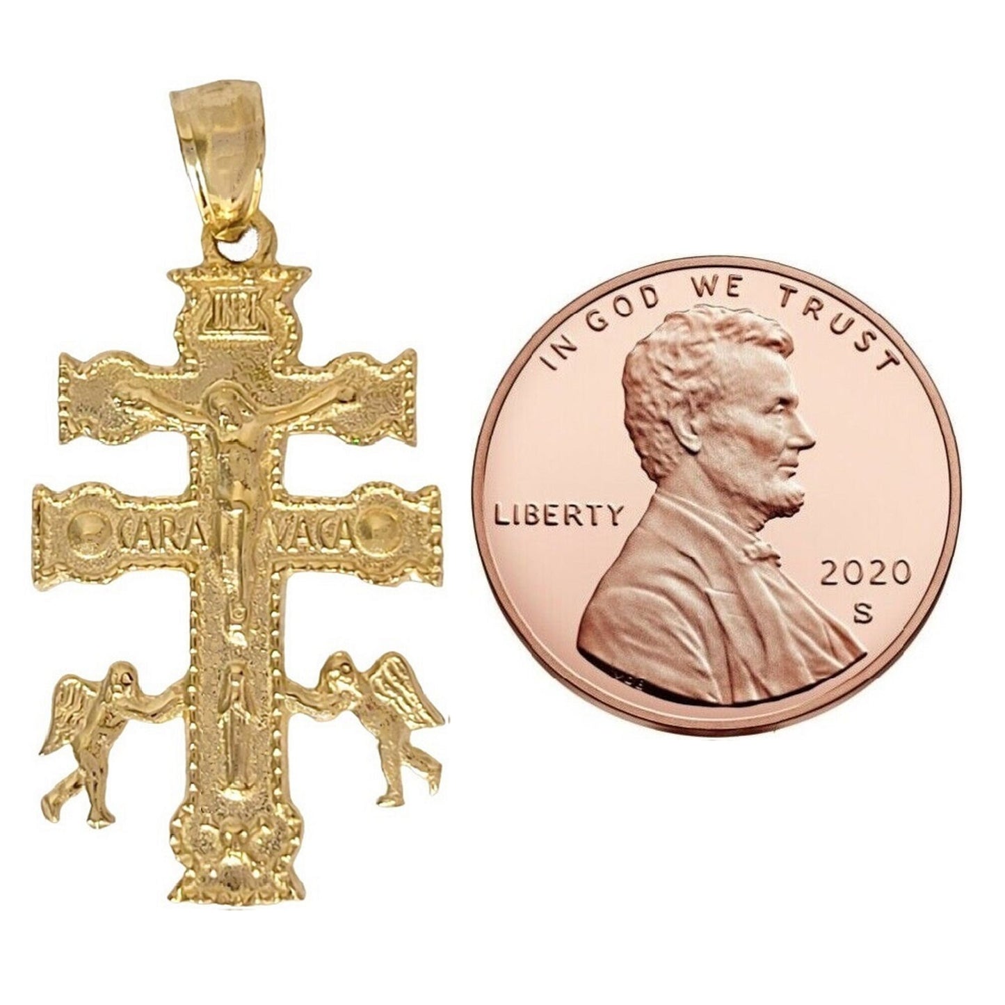 14K Yellow Gold Caravaca Cross Pendant