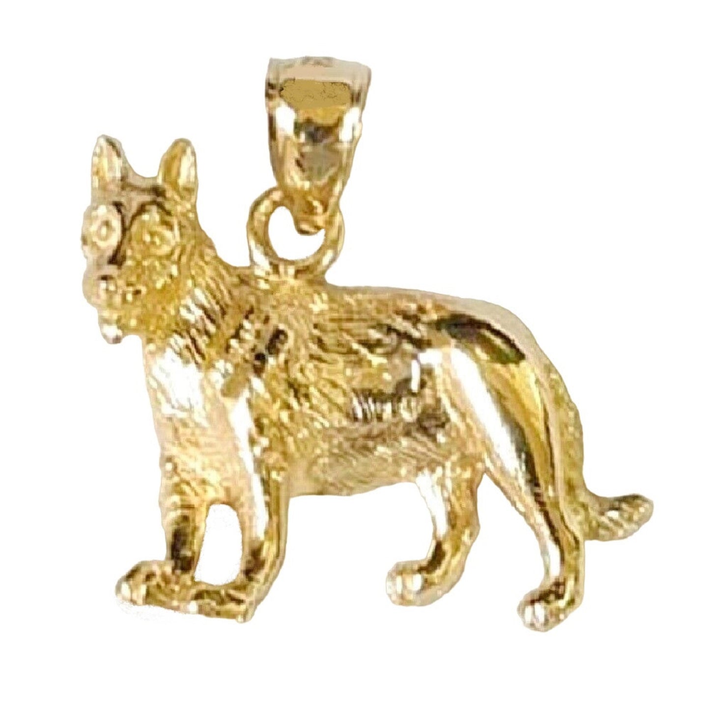 14K Yellow Gold German Shepherd Dog Pendant