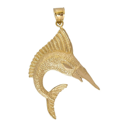 14K Yellow Gold Sailfish Marlin Pendant