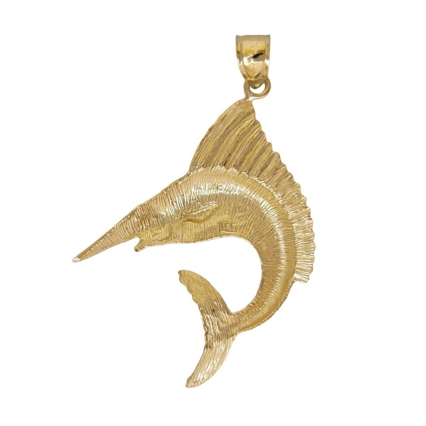 14K Yellow Gold Sailfish Marlin Pendant