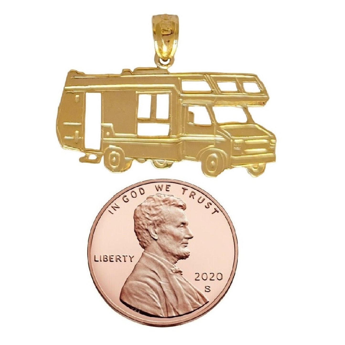 14k Yellow Gold RV Camper Recreational Vehicle Pendant