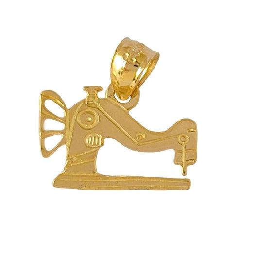 14k Yellow Gold Sewing Machine Pendant Charm
