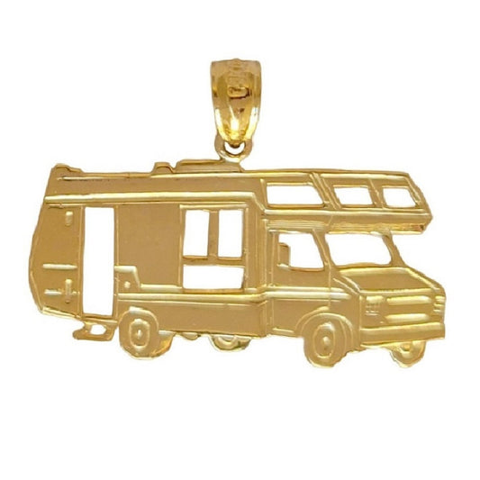 14k Yellow Gold RV Camper Recreational Vehicle Pendant
