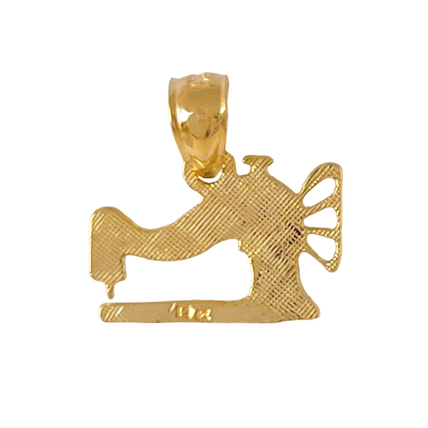 14k Yellow Gold Sewing Machine Pendant Charm