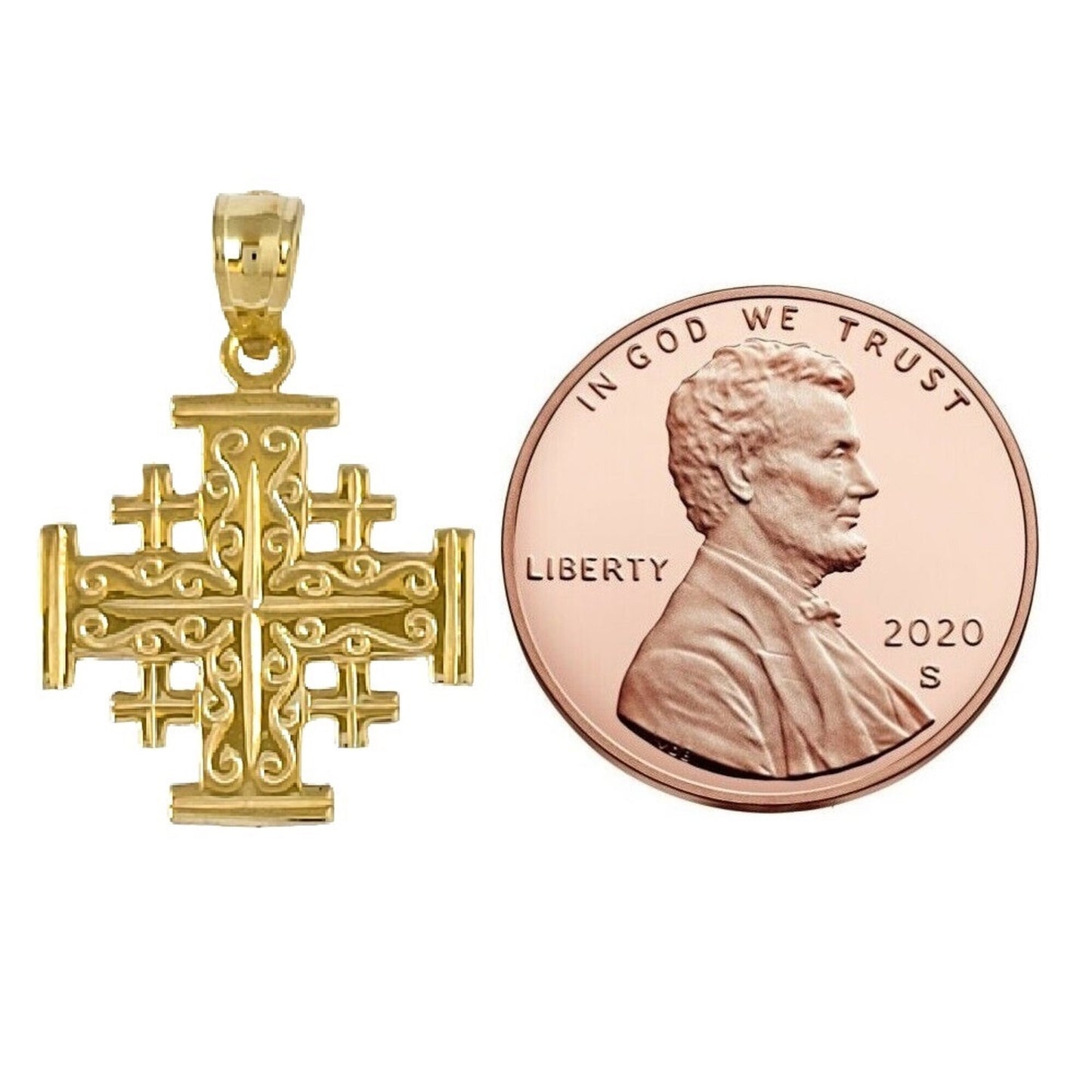 14K Yellow Gold Jerusalem Cross Pendant