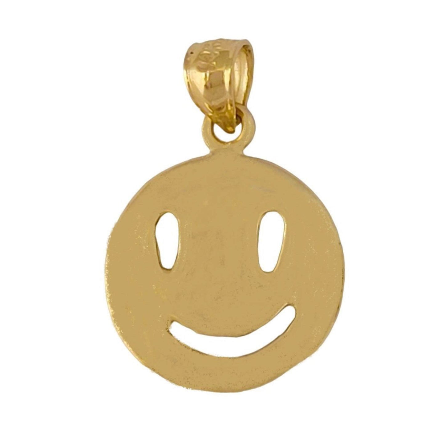 14k Yellow Gold Happy Smiley Face Emoji Pendant