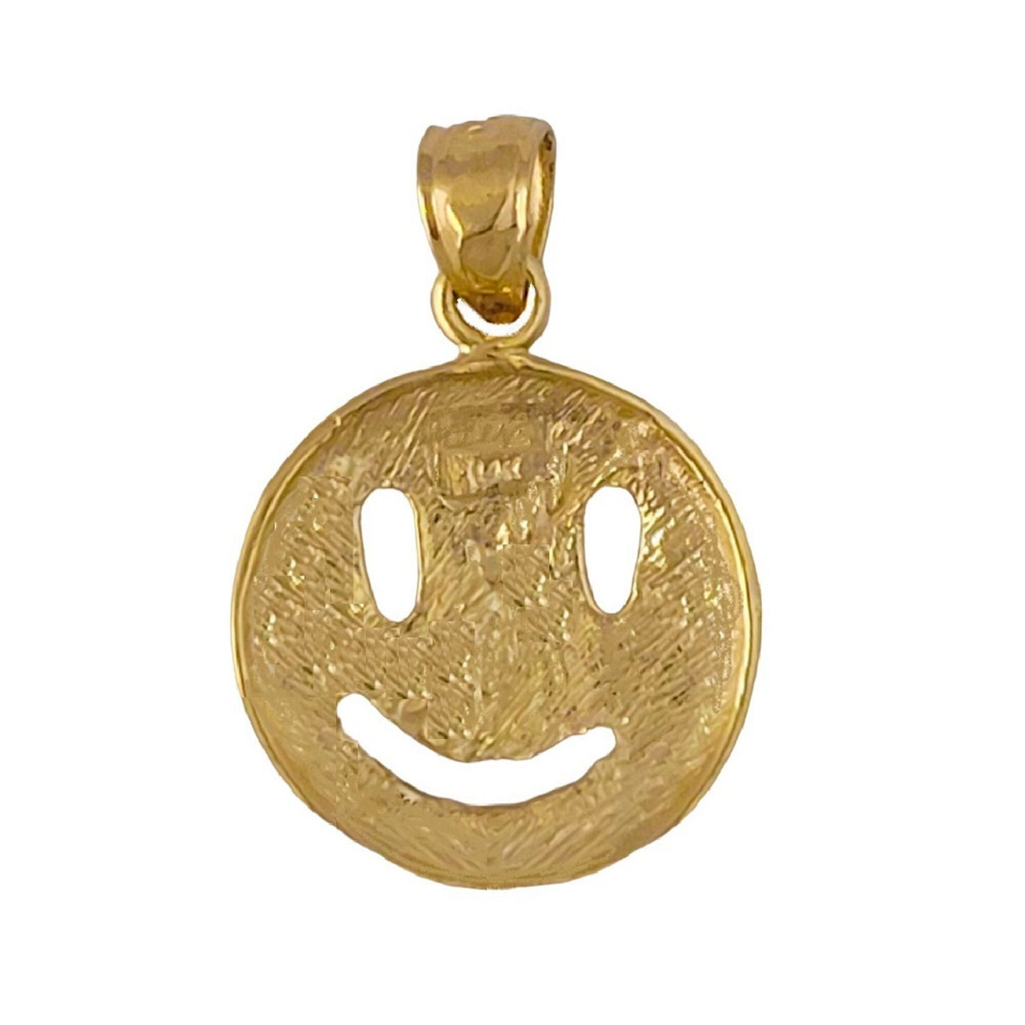 14k Yellow Gold Happy Smiley Face Emoji Pendant