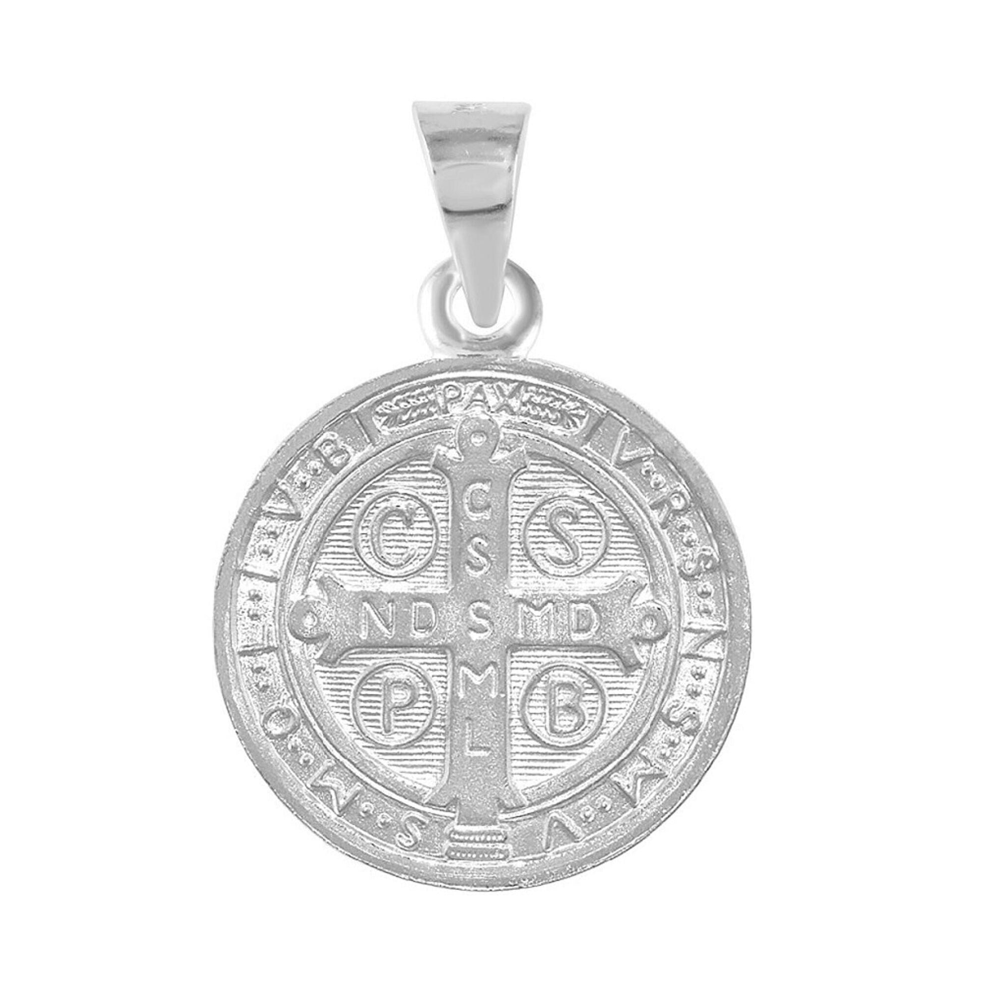 925 Sterling Silver Necklace w/ 2-sided Saint Benedict Pendant Charm