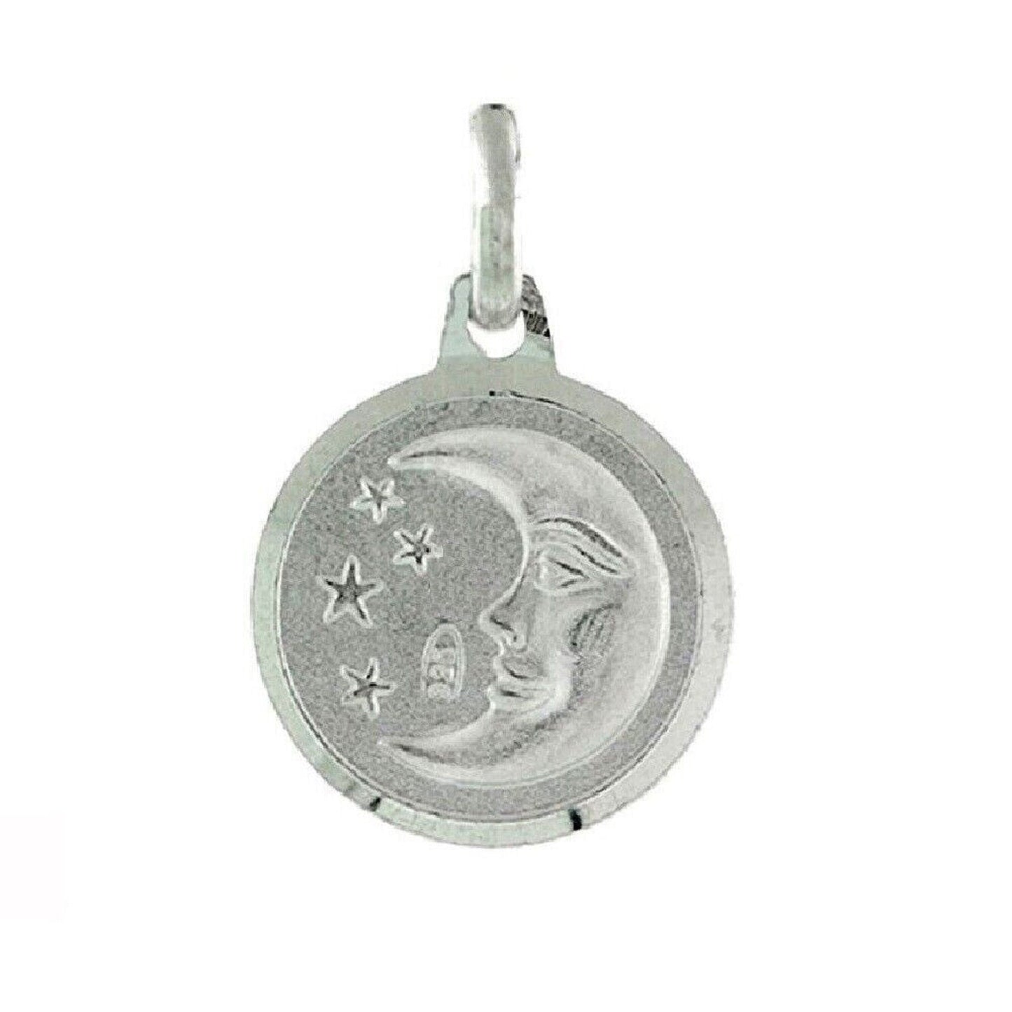 925 Sterling Silver Necklace w/ 2-sided Sun & Crescent Moon Pendant Charm