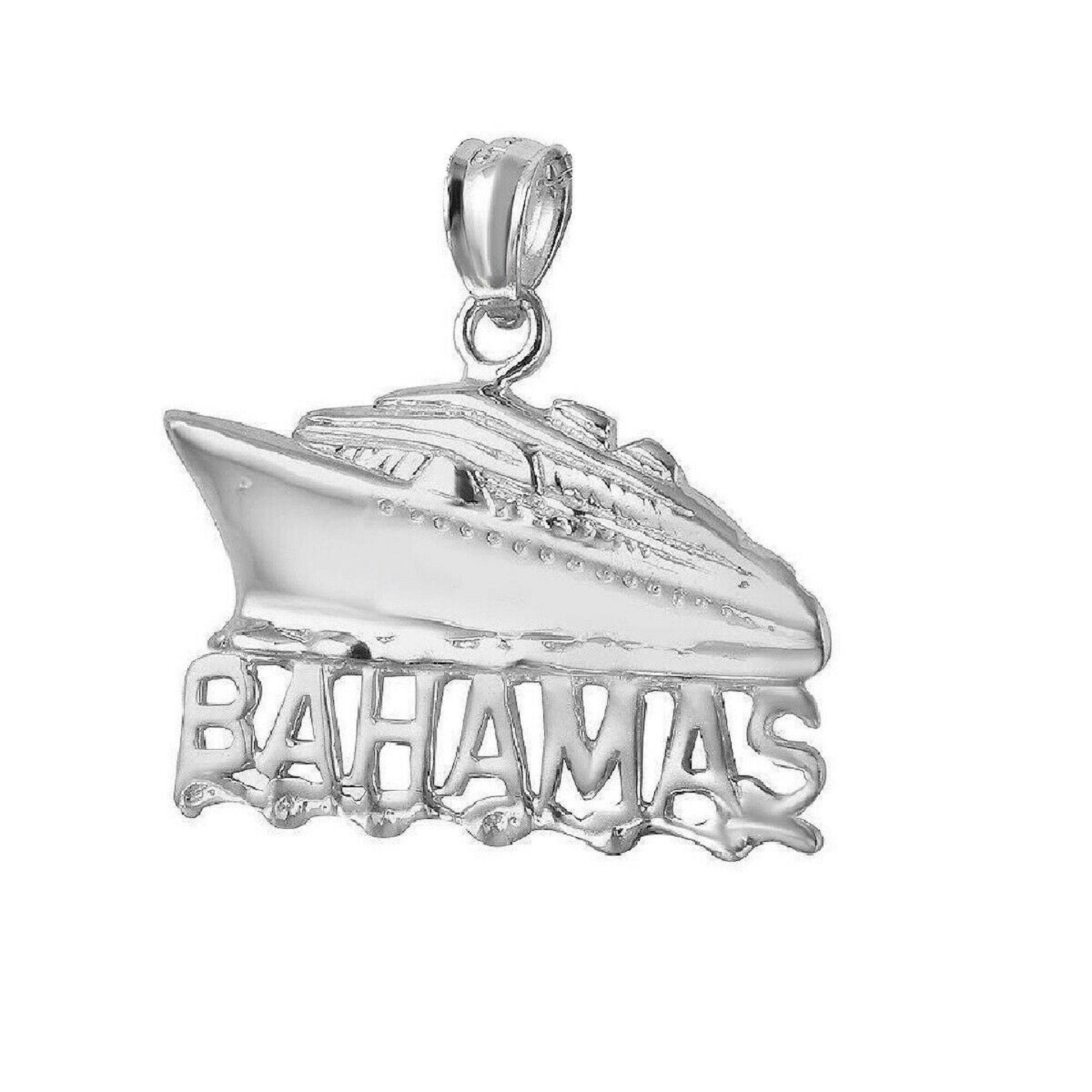 925 Sterling Silver Necklace w/ Bahamas Cruise Ship Pendant Charm