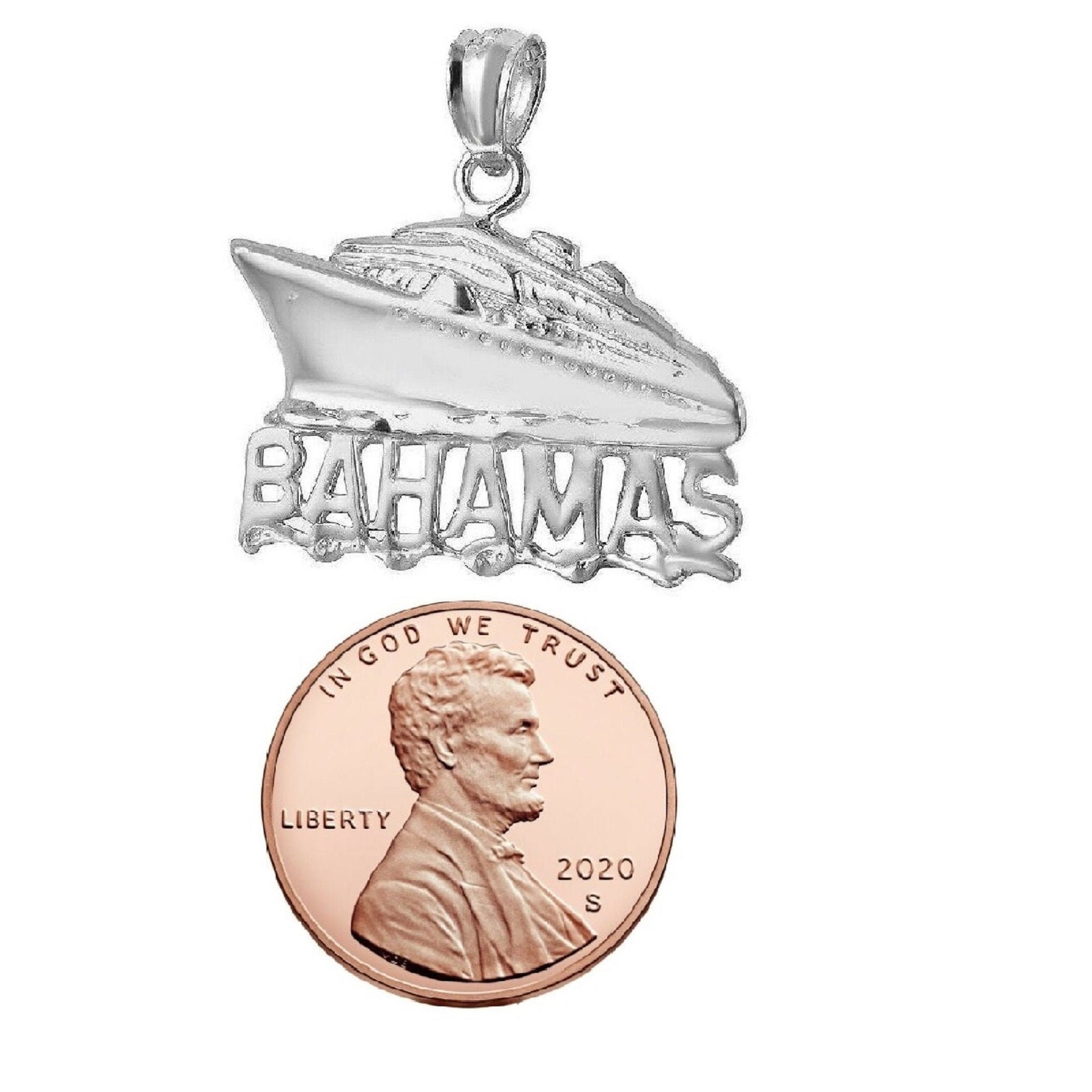 925 Sterling Silver Necklace w/ Bahamas Cruise Ship Pendant Charm