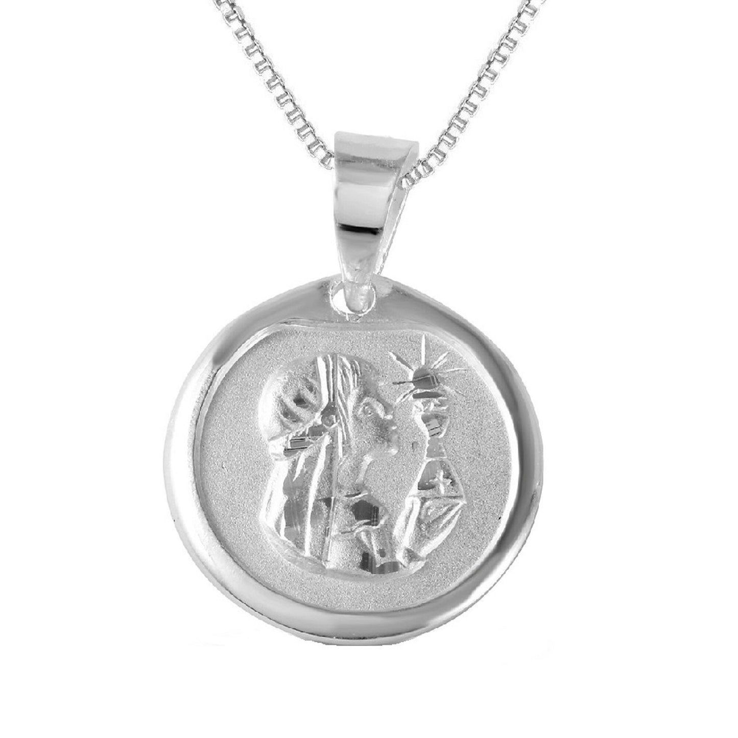 925 Sterling Silver Necklace w/ Communion Round Shaped Pendant Charm