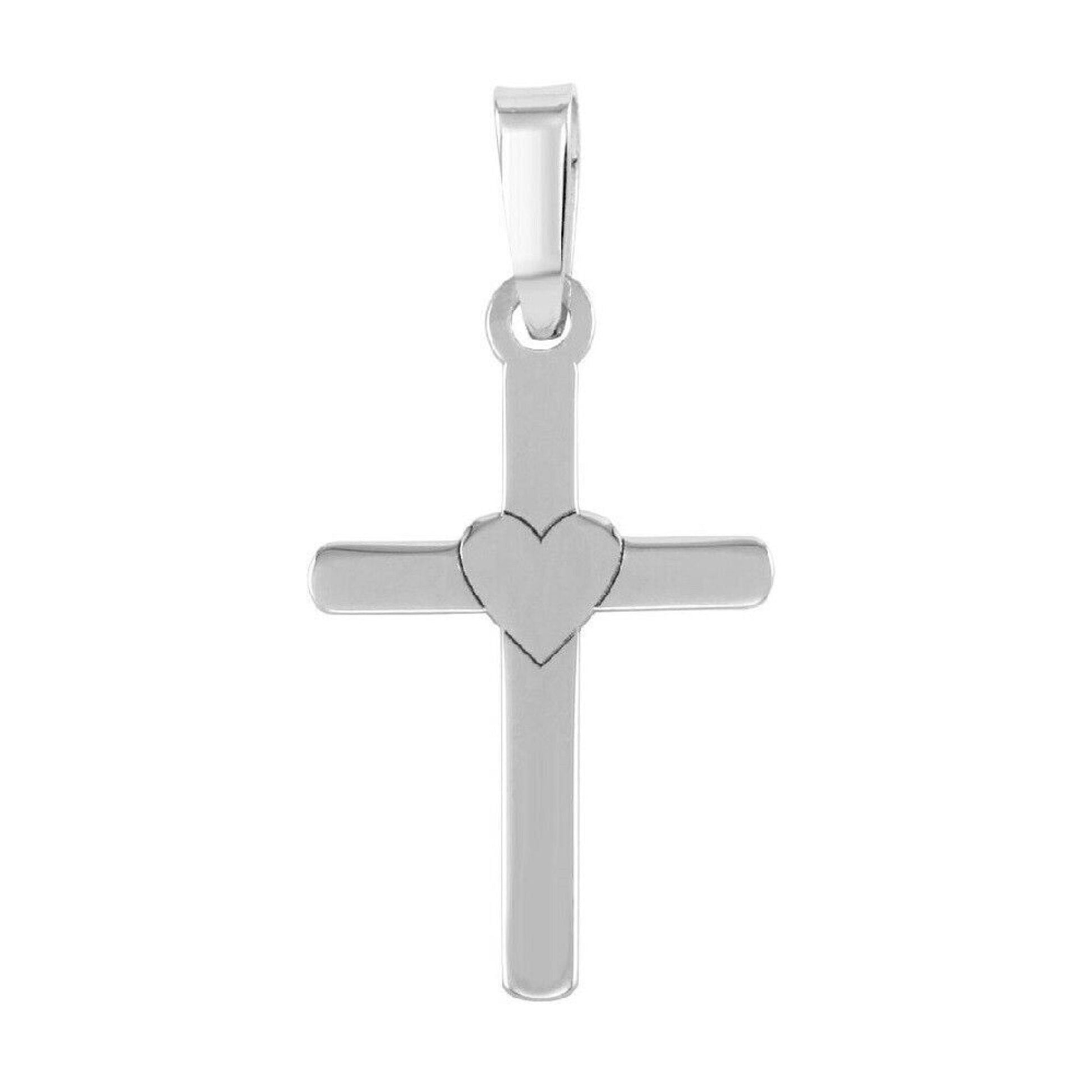 925 Sterling Silver Necklace w/ Cross and Heart Pendant Charm