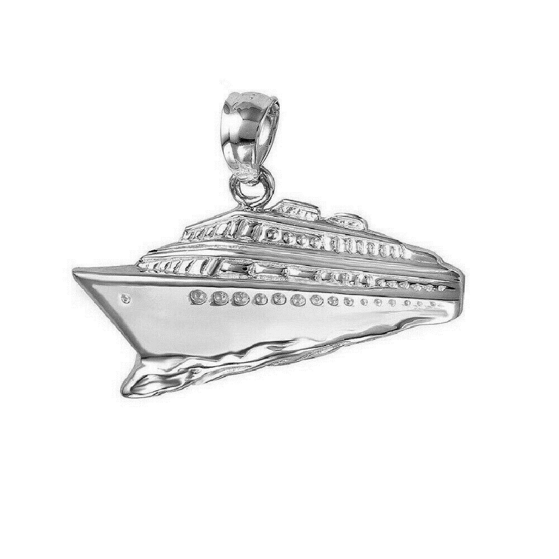 925 Sterling Silver Necklace w/ Cruise Ship Pendant Charm
