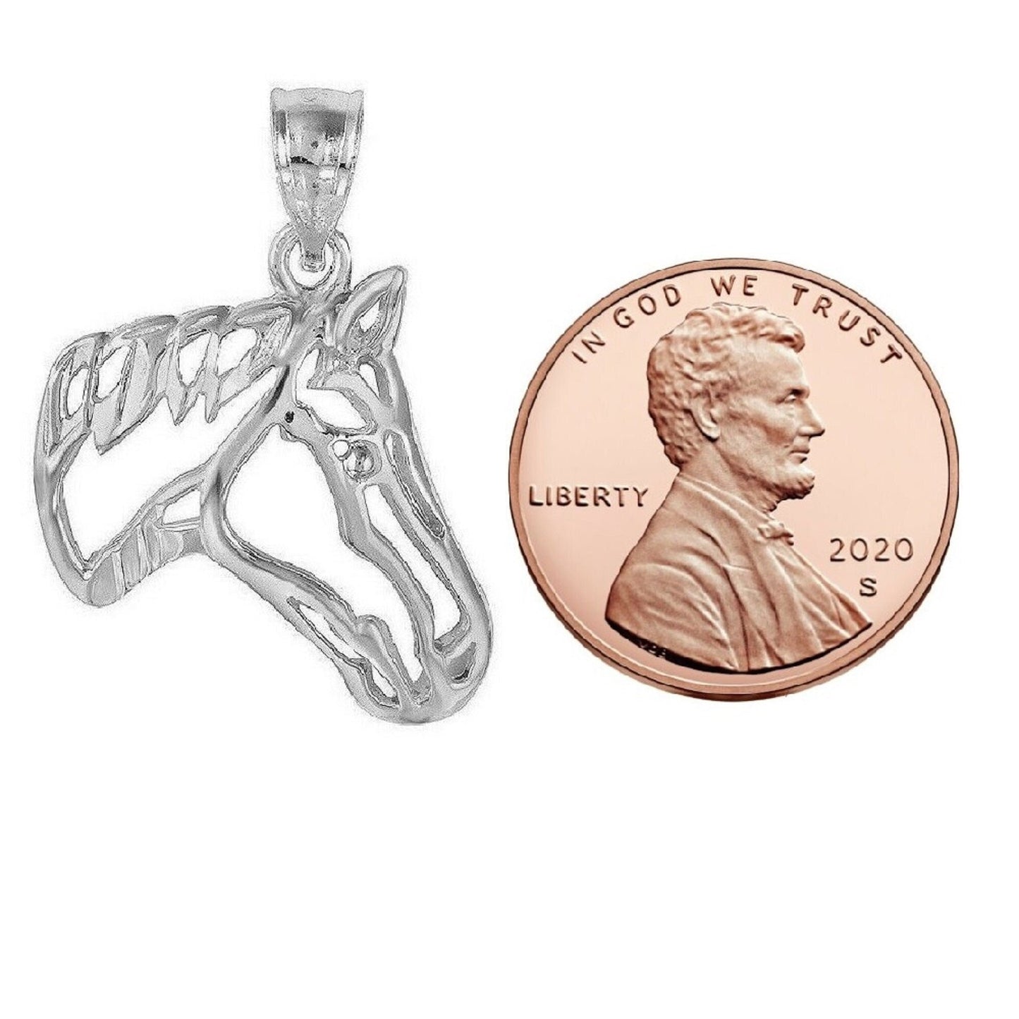 925 Sterling Silver Necklace w/ Cut-out Horse Head Pendant Charm