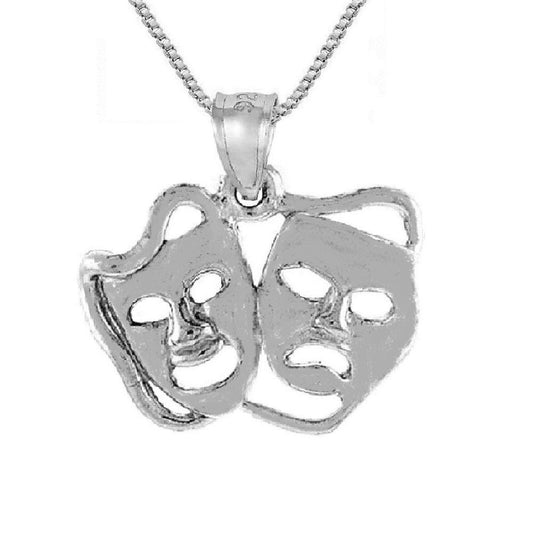 925 Sterling Silver Necklace w/ Drama Mask Pendant Charm