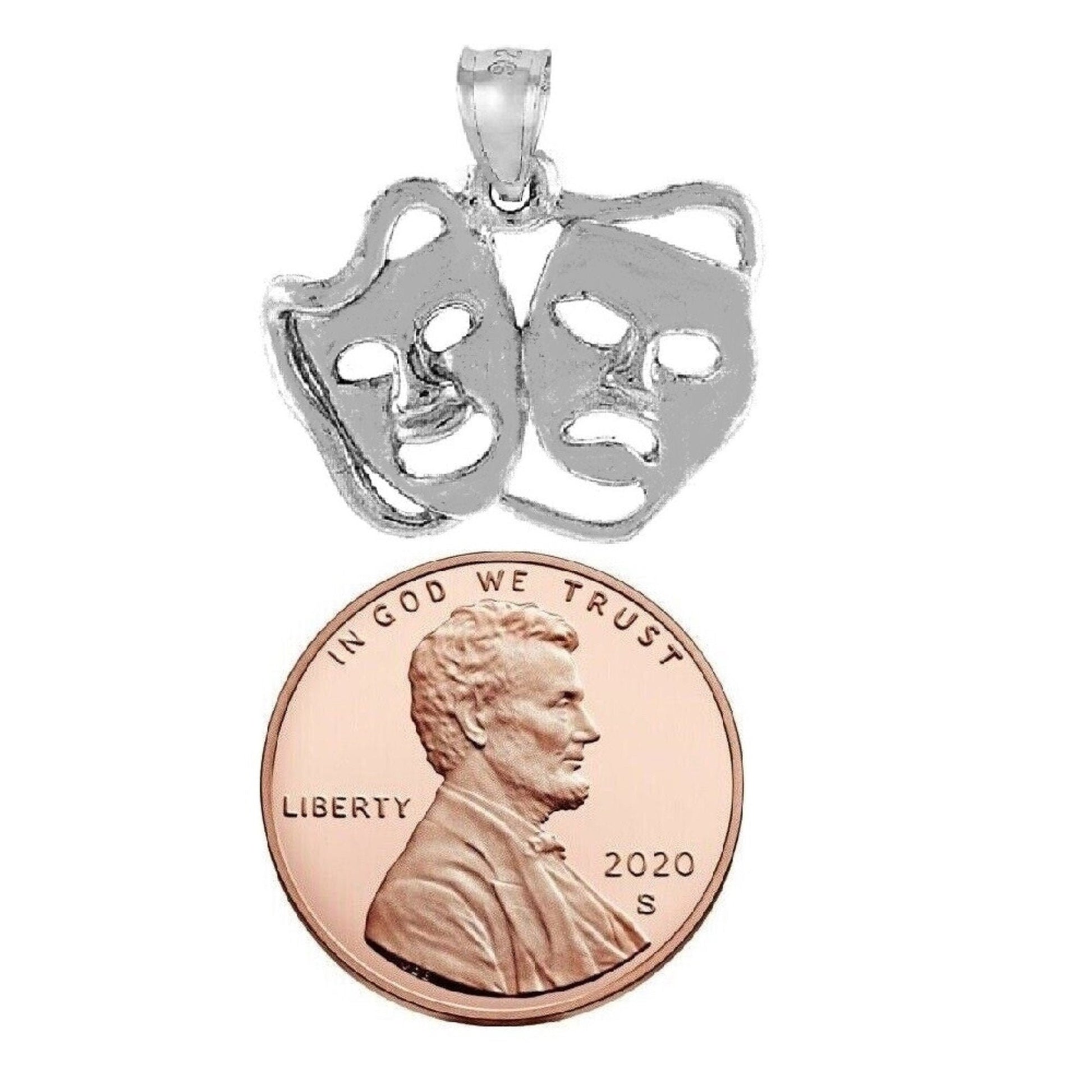 925 Sterling Silver Necklace w/ Drama Mask Pendant Charm