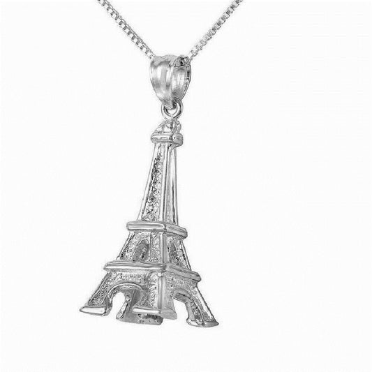 925 Sterling Silver Necklace w/ EIFFEL TOWER 3D Pendant Charm