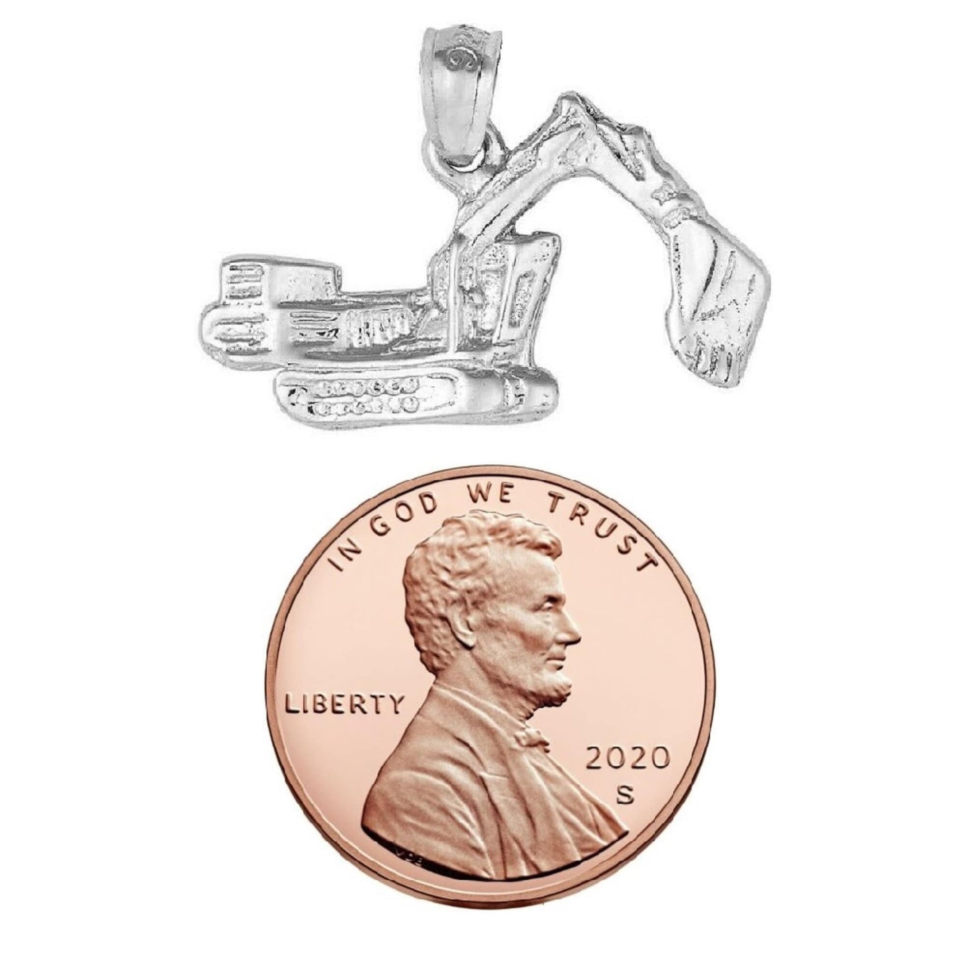 925 Sterling Silver Necklace w/ EXCAVATOR, BULLDOZER Charm Pendant
