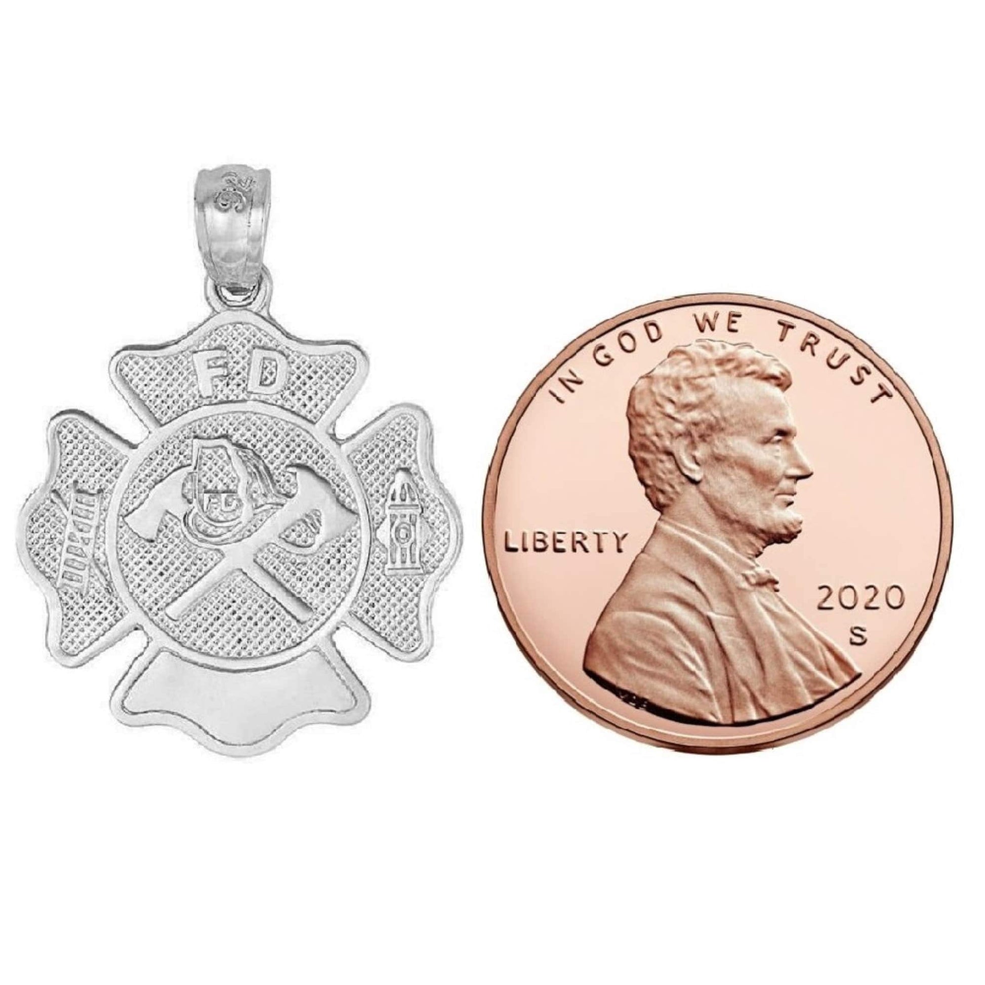 925 Sterling Silver Necklace w/ Fire Department Pendant Charm