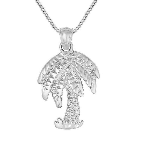 925 Sterling Silver Necklace w/ PALM TREE Pendant Charm