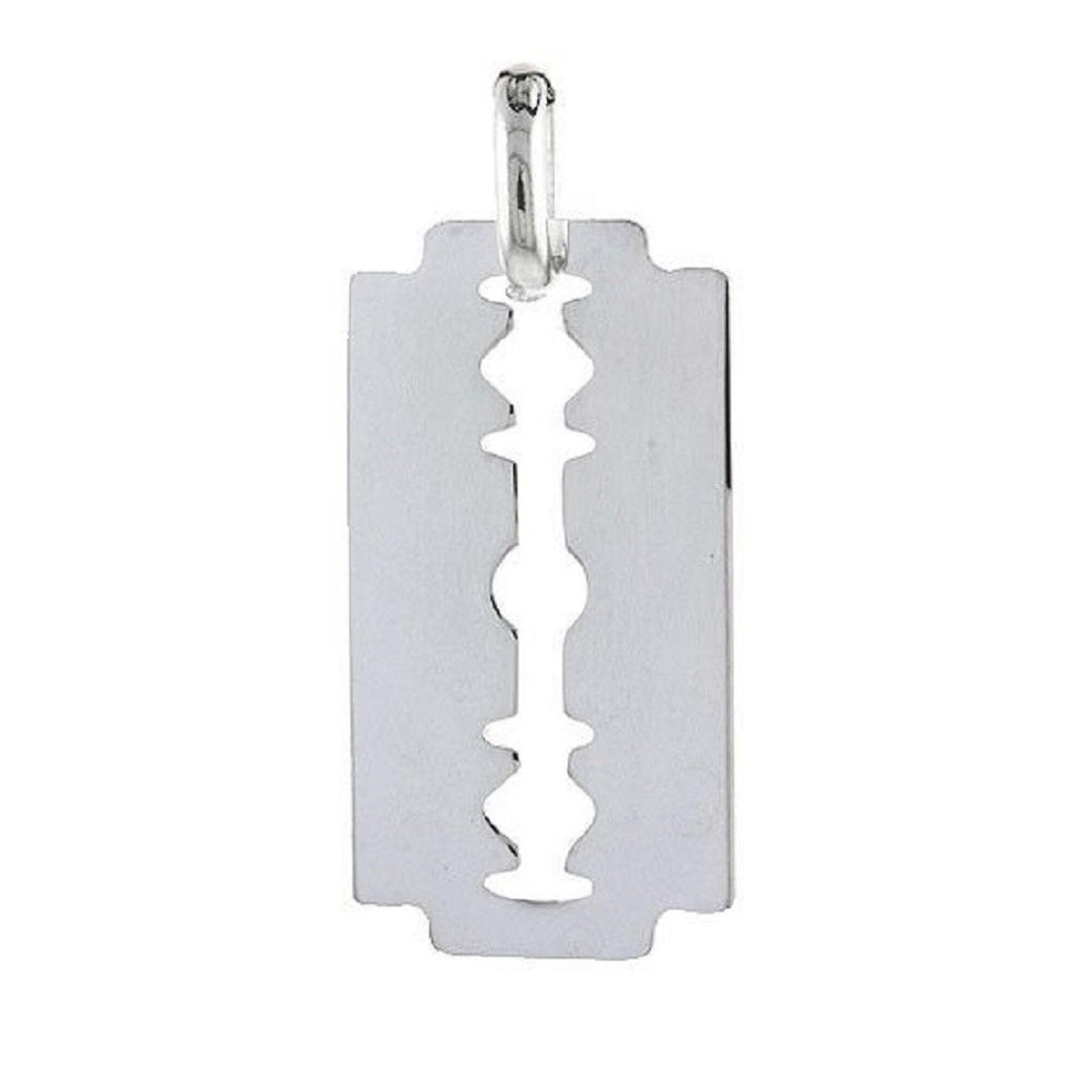 925 Sterling Silver Necklace w/ Razor Blade Large Pendant