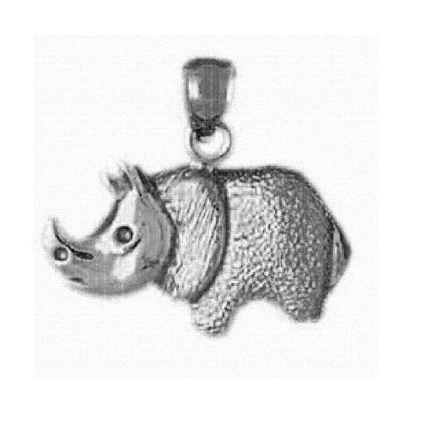 925 Sterling Silver Necklace w/ RHINO RHINOCEROS Pendant Charm