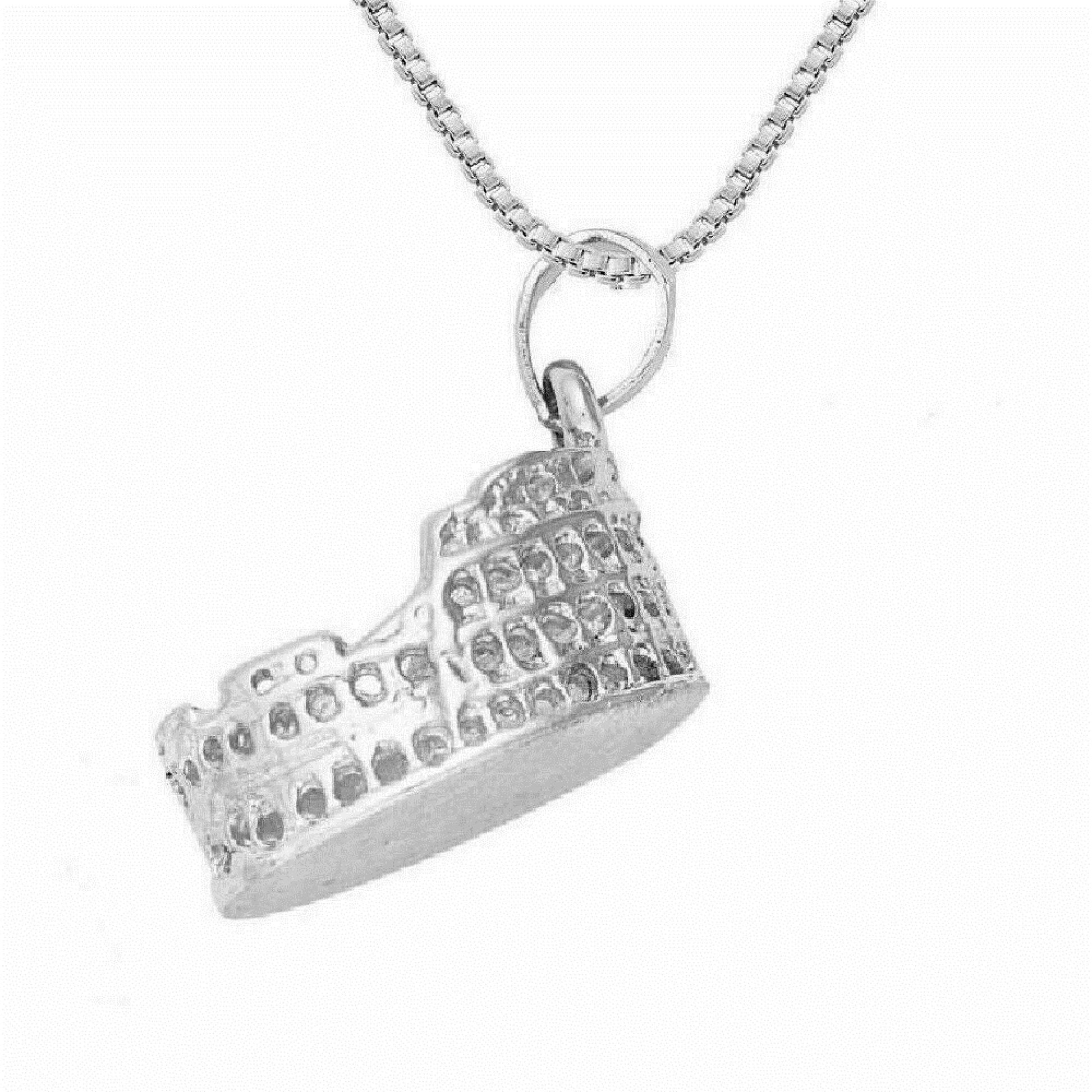 925 Sterling Silver Necklace w/ ROME COLISEUM 3D Pendant Charm