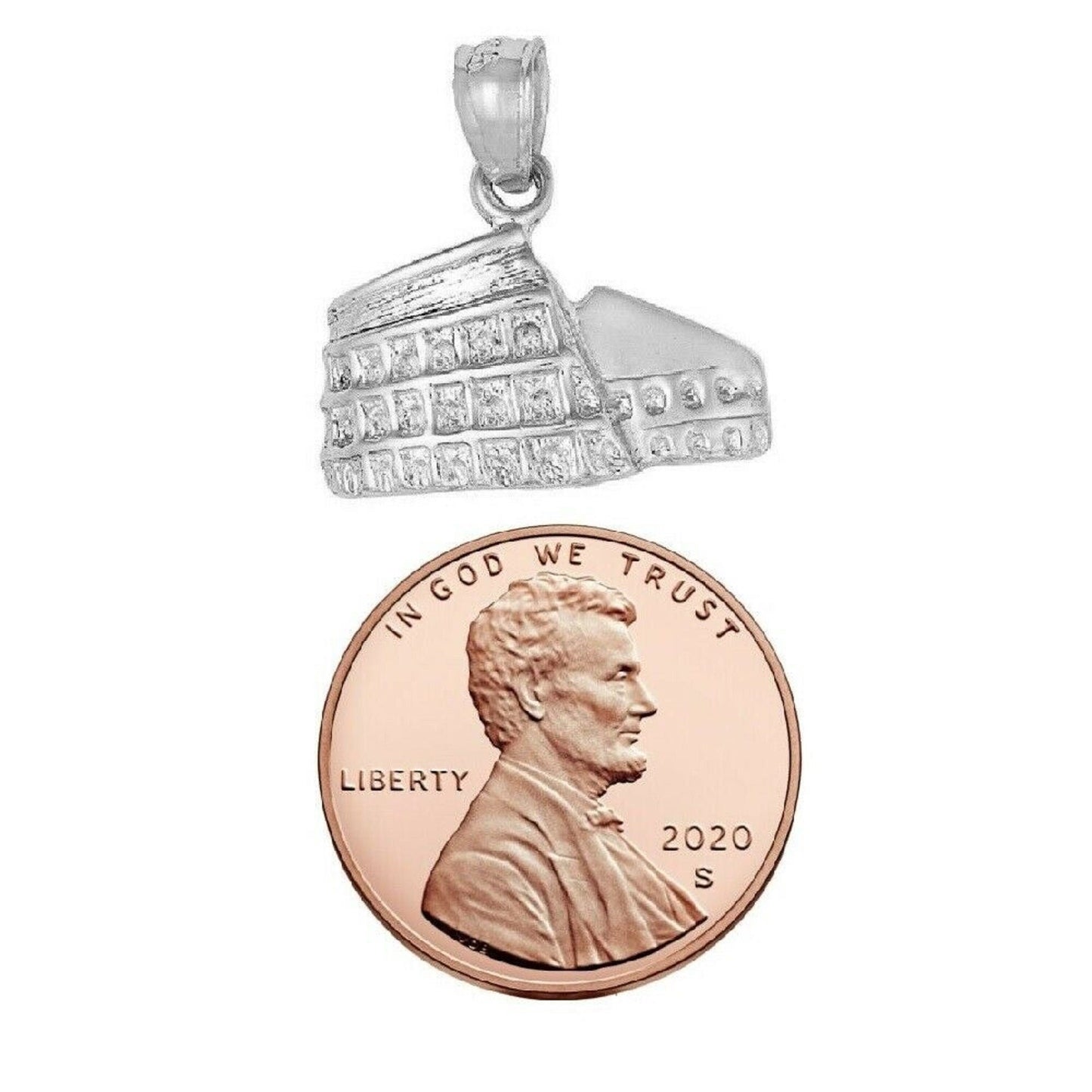 925 Sterling Silver Necklace w/ ROME COLISEUM Pendant Charm