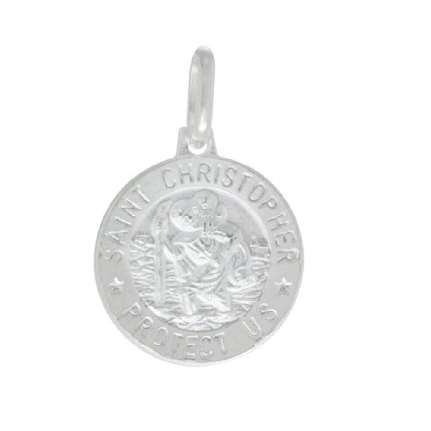 925 Sterling Silver Necklace w/ Saint Christopher Protect Us Pendant Charm