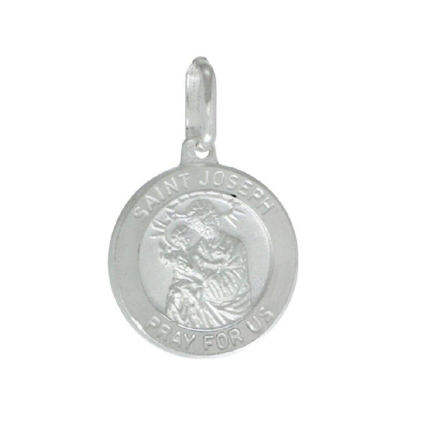 925 Sterling Silver Necklace w/ Saint Joseph Pray For Us Pendant Charm