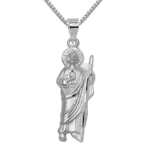 925 Sterling Silver Necklace w/ Saint Jude Pendant Charm
