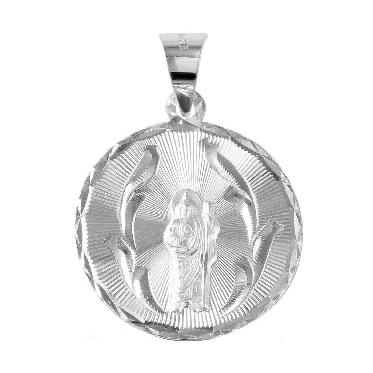 925 Sterling Silver Necklace w/ Saint Jude Round-Shaped Pendant