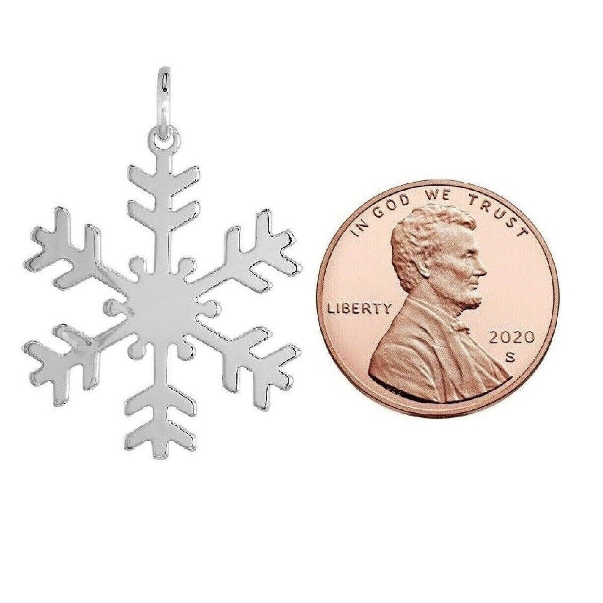 925 Sterling Silver Necklace w/ Snowflake Pendant Charm