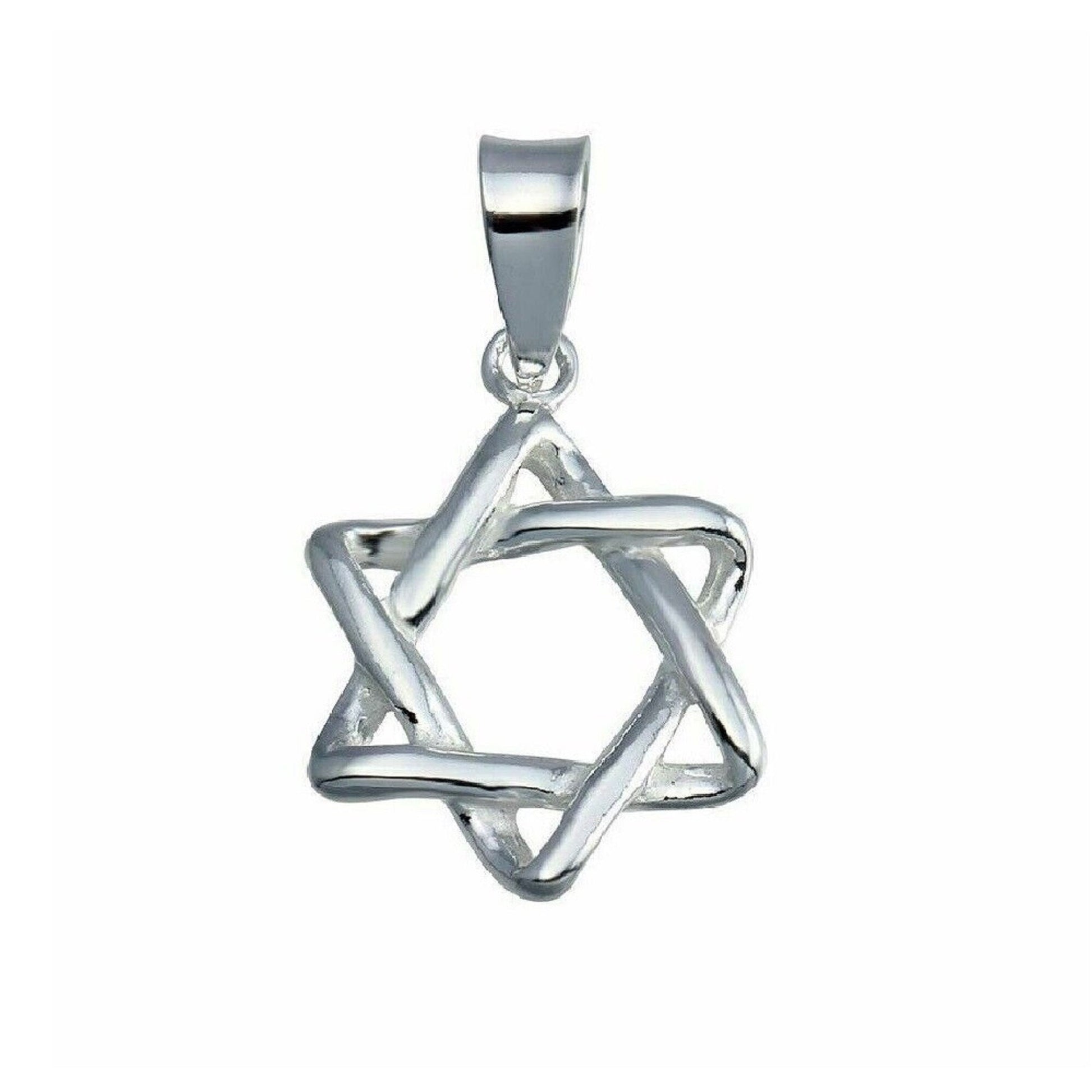 925 Sterling Silver Necklace w/ Star of David 3D Pendant Charm