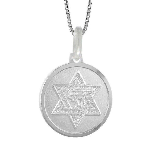 925 Sterling Silver Necklace w/ Star of David with Chai Pendant Charm