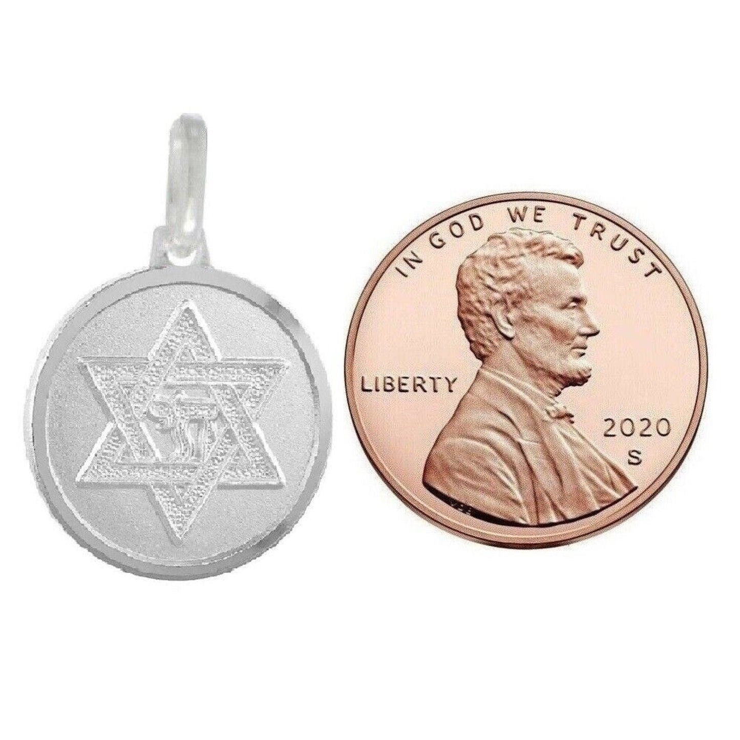 925 Sterling Silver Necklace w/ Star of David with Chai Pendant Charm