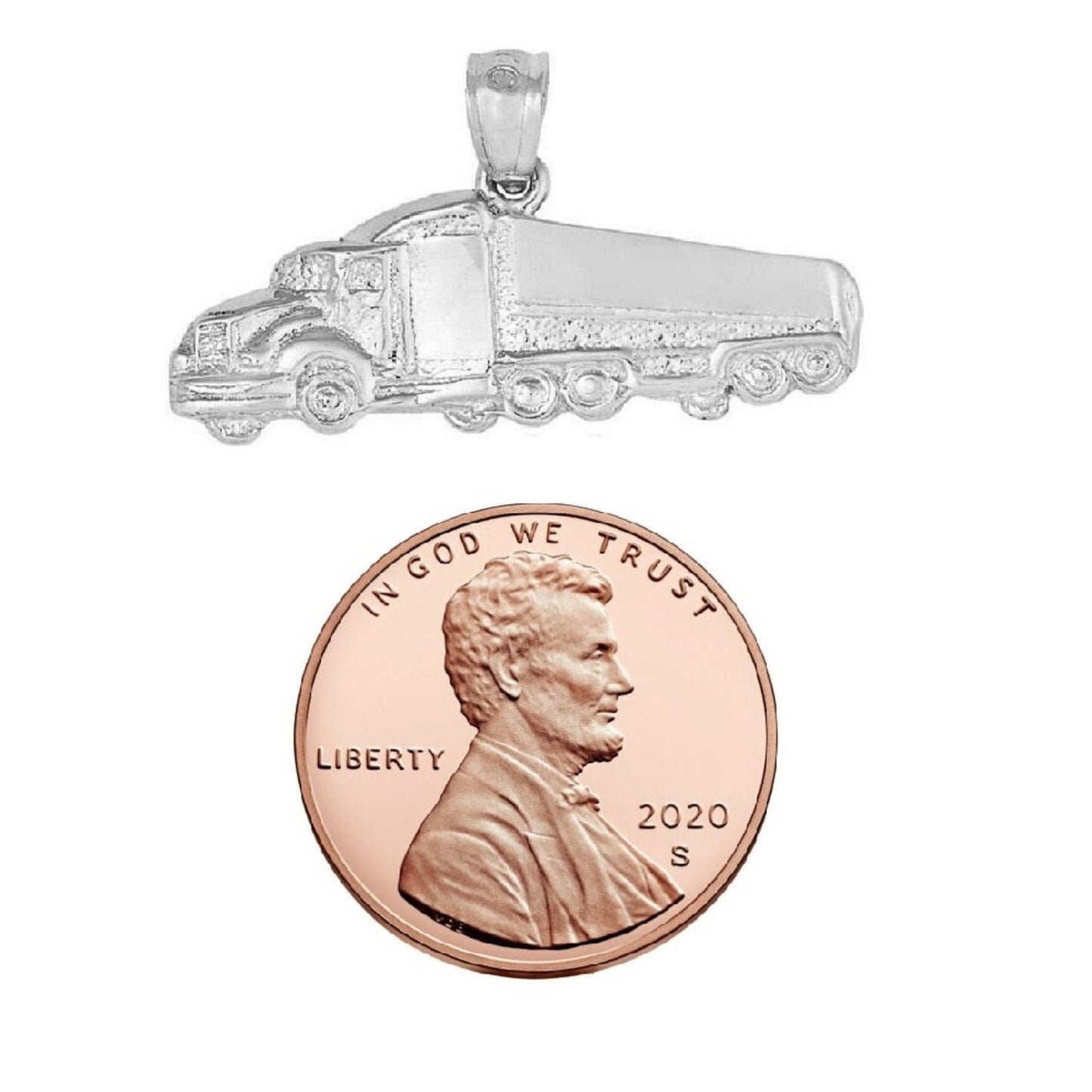 925 Sterling Silver Necklace w/ TRAILER TRUCK Charm Pendant