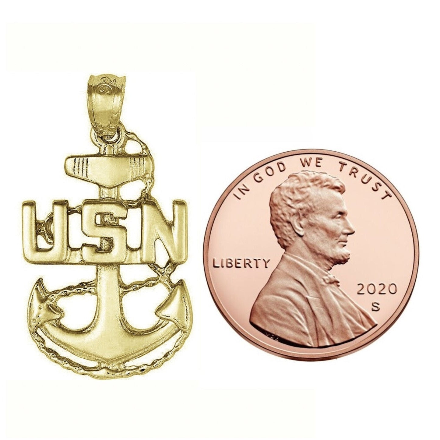 925 Sterling Silver Necklace w/ U.S. Navy Anchor Pendant Charm