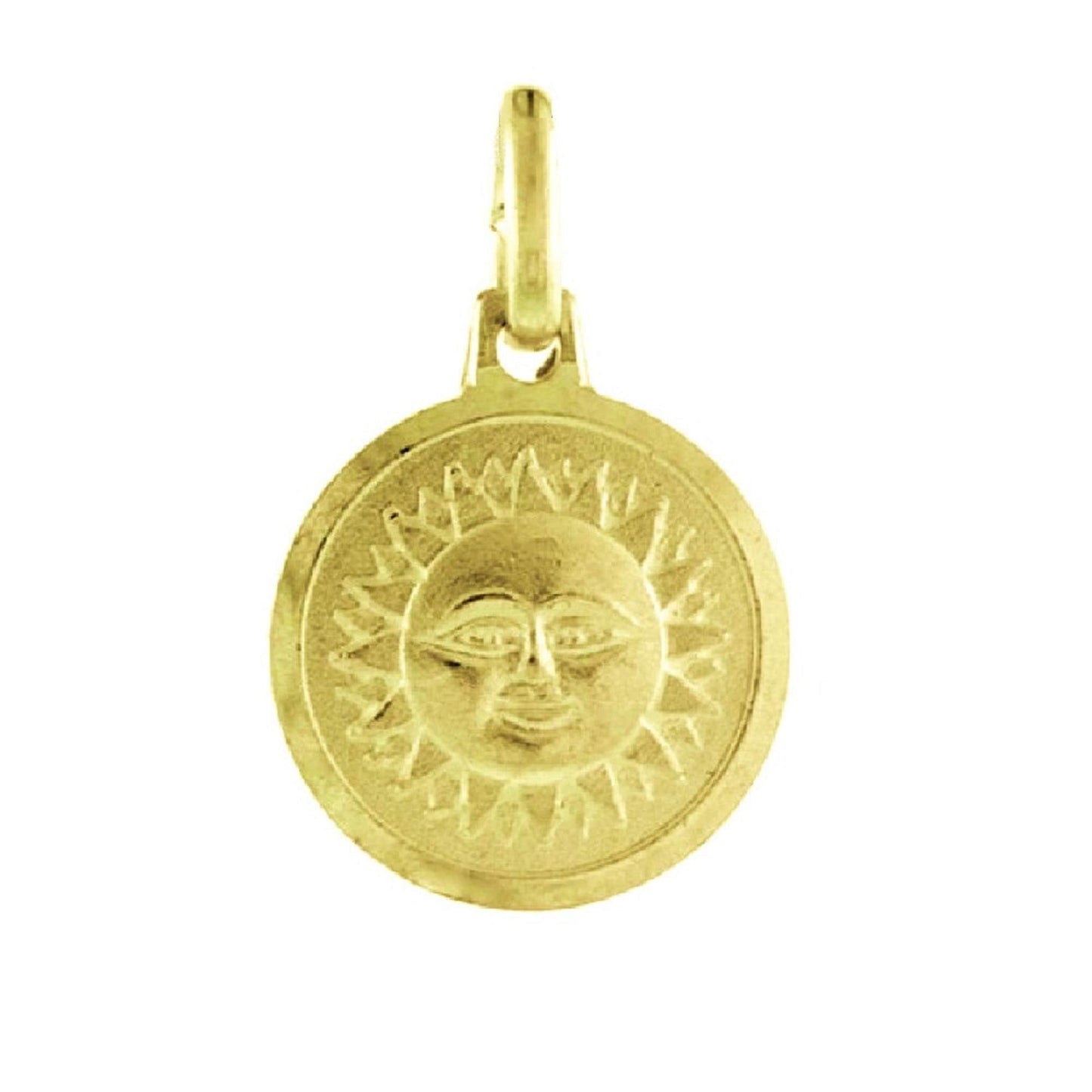 925 Sterling Silver Yellow Gold Plated 1mm Cable Chain Necklace w/ 2-sided Sun & Crescent Moon Pendant Charm