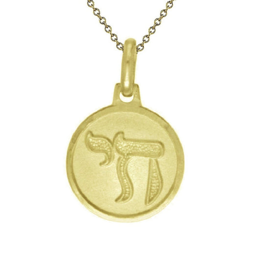 925 Sterling Silver Yellow Gold Plated 1mm Cable Chain Necklace w/ Chai Pendant Charm