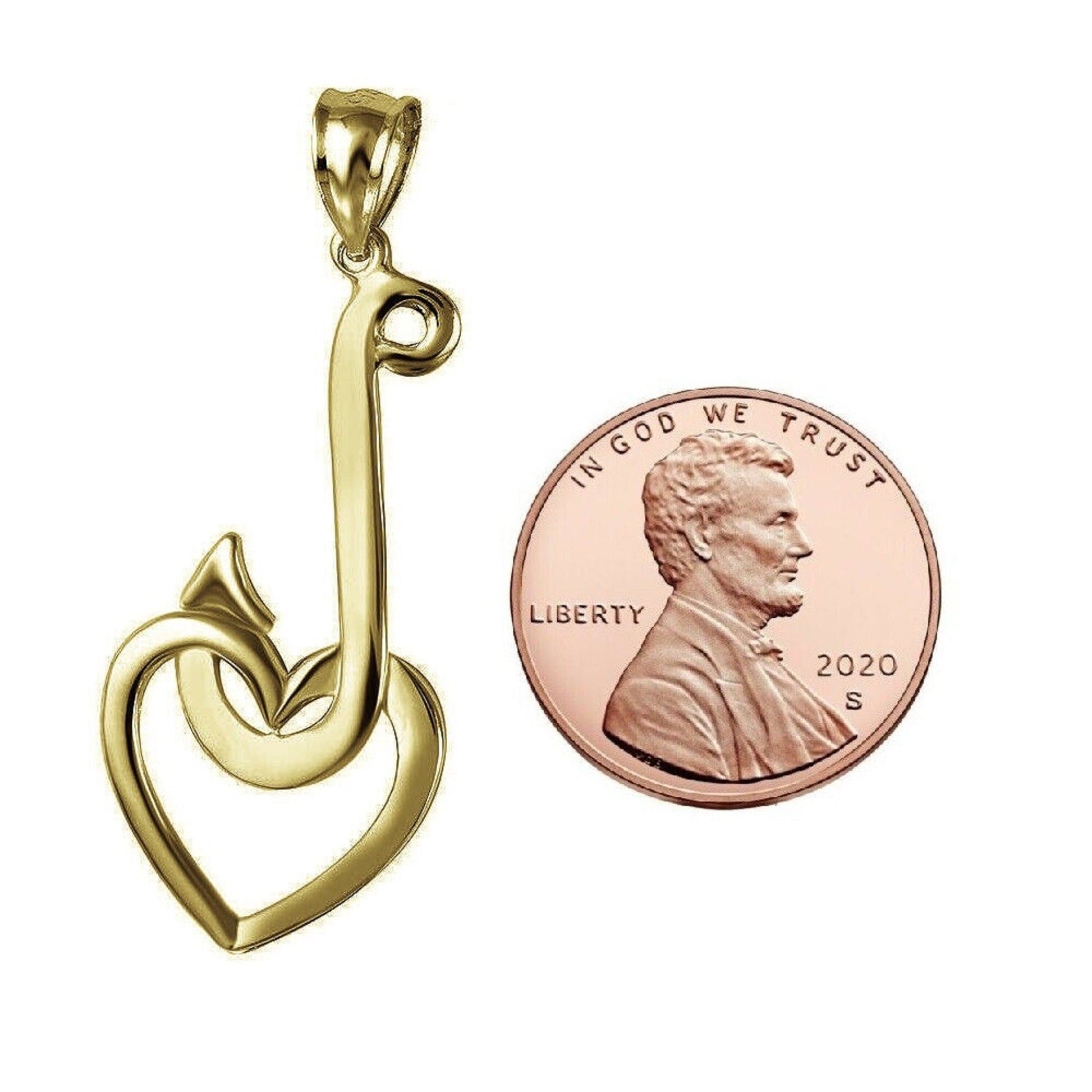 925 Sterling Silver Yellow Gold Plated 1mm Cable Chain Necklace w/ Fish Hook Heart Pendant