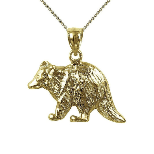 925 Sterling Silver Yellow Gold Plated 1mm Cable Chain Necklace w/ Raccoon Pendant Charm